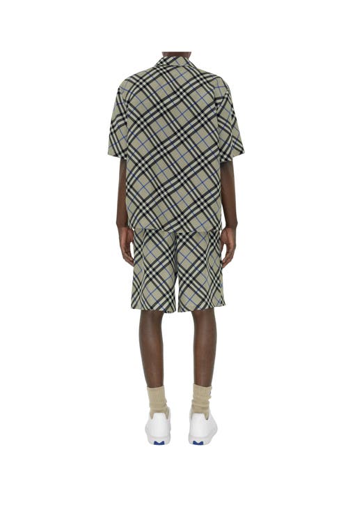 Shop Burberry Oversized Check Silk Shirt In Lichen