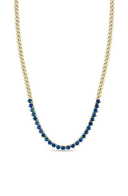 Zoë Chicco Blue Sapphire Frontal Necklace in Yellow Gold at Nordstrom, Size 16