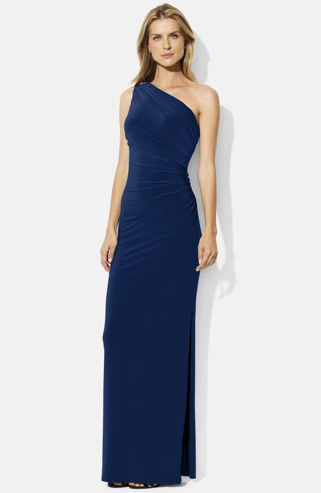 Lauren Ralph Lauren Embellished OneShoulder Matte Jersey Gown Nordstrom