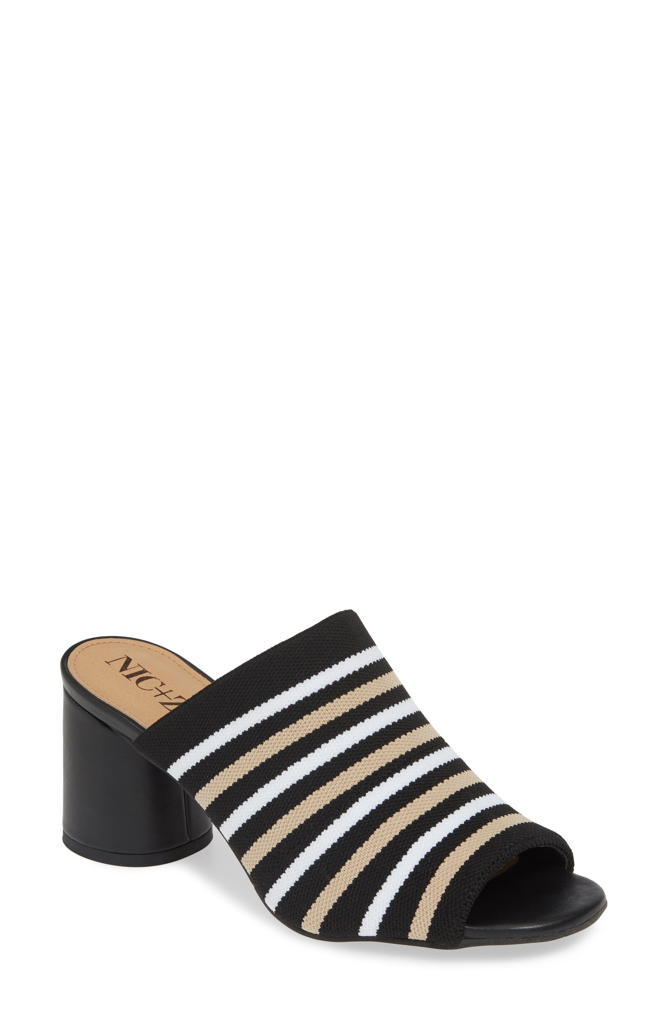 Nic+Zoe Padma Stripe Knit Mule Sandal- Black