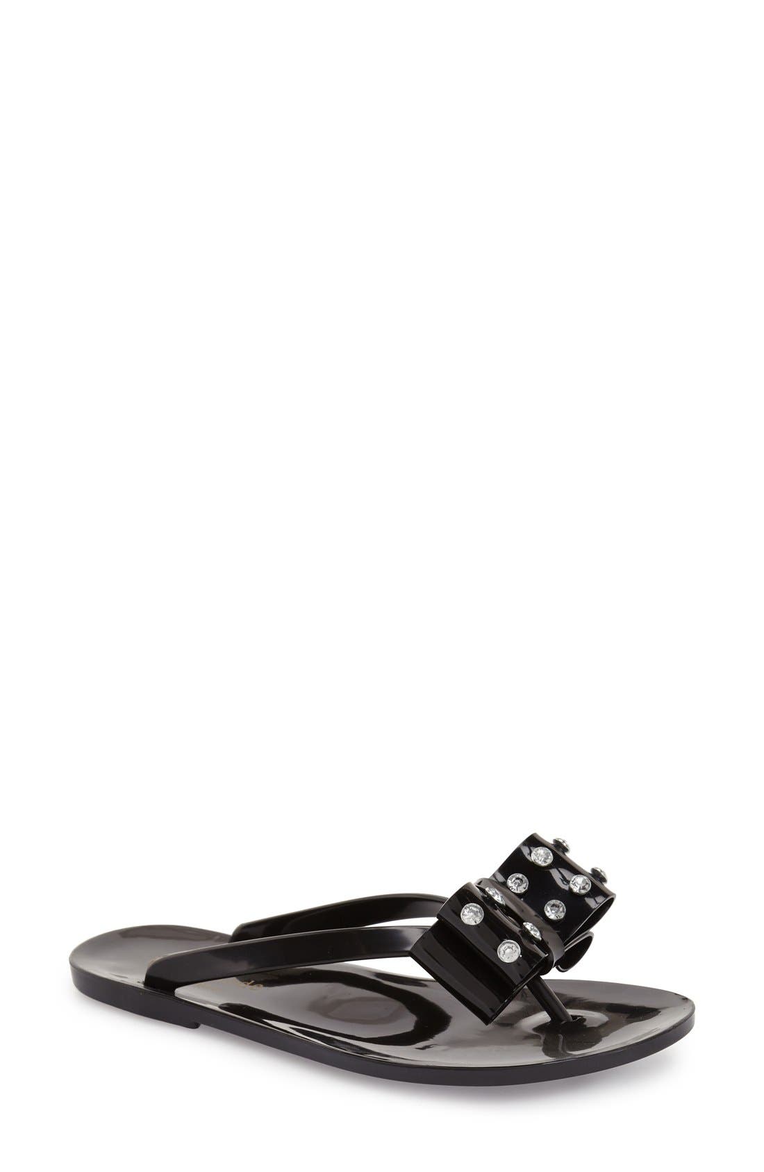 kate spade black bow flip flops