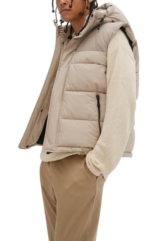 Noize Mixed Media Water Resistant Hooded Puffer Vest In Sand