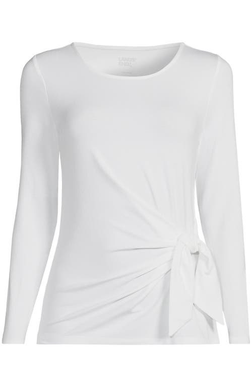 Shop Lands' End Long Sleeve Lightweight Tie Front Top In White