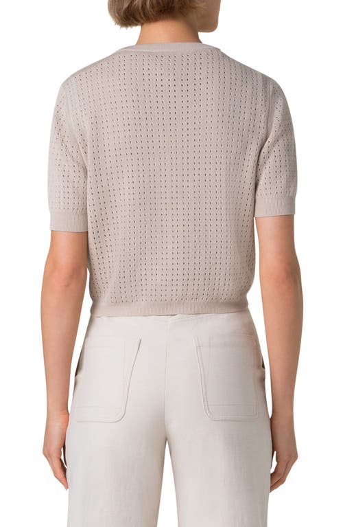 Akris Crop Ajoure Knit Cardigan In Greige