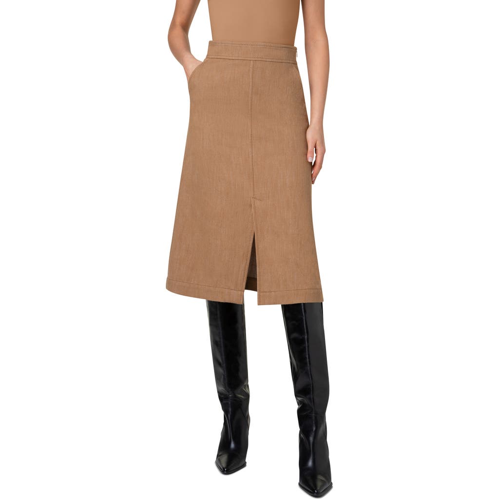 Akris Punto Washed Denim A-line Midi Skirt In Caramel
