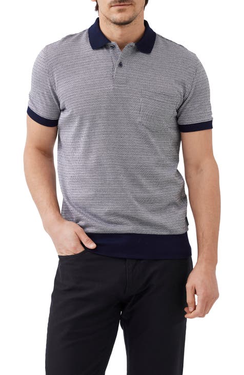 Sports Fit Houndstooth Check Cotton Polo