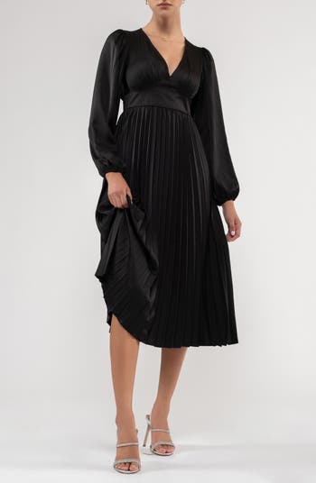 CASSIS Empire-Waist Midi Dress with Adjustable Straps in Dark