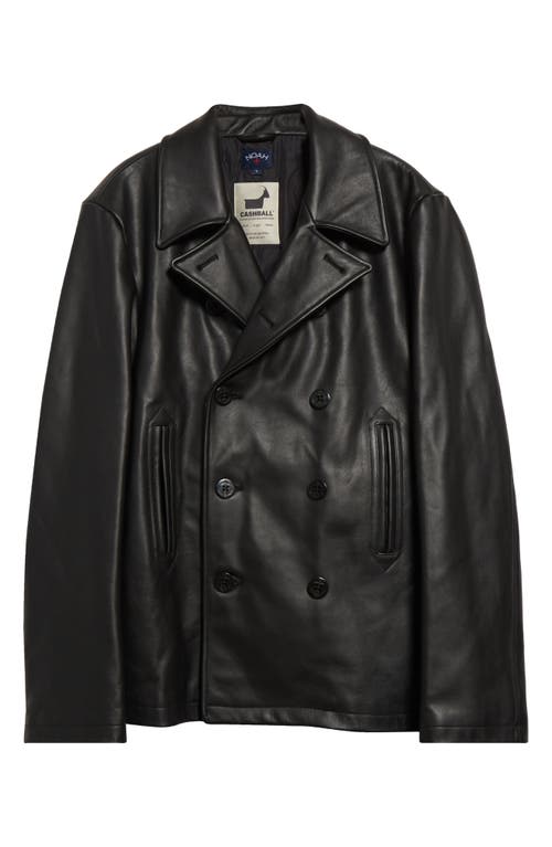 Noah Insulated Leather Peacoat in Black 