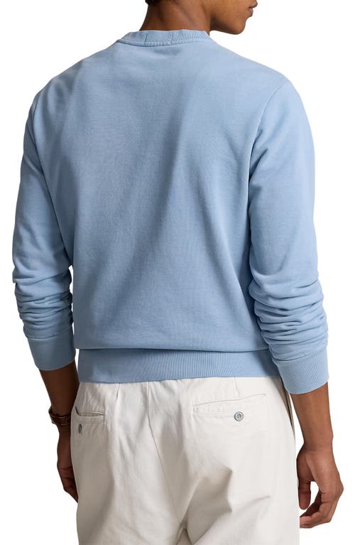 Shop Polo Ralph Lauren Embroidered Logo Cotton French Terry Sweatshirt In Channel Blue