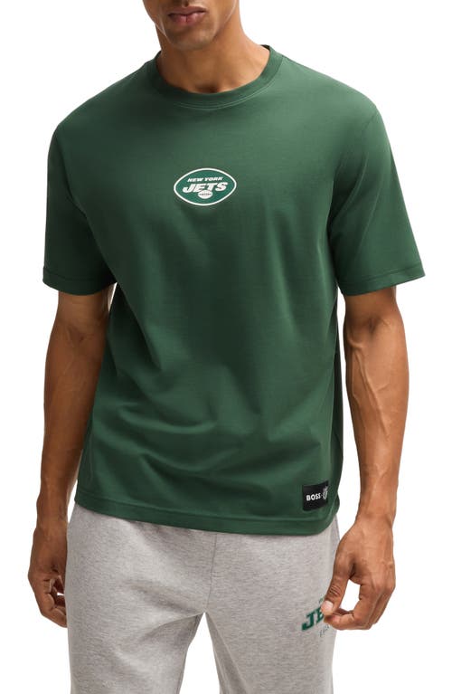 Shop Hugo Boss Boss X Nfl Stretch Cotton Graphic T-shirt In New York Jets - Green