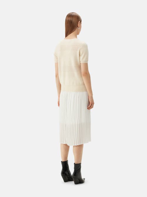 Gobi Mongolian Cashmere Organic Color Short-sleeved Cashmere Crewneck Top In Off White