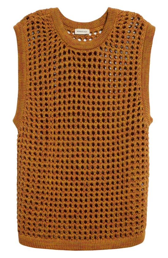 Shop Nicholas Daley Openwork Cotton Sweater Vest In Orange Mustard