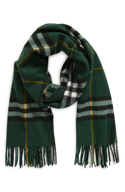 Shop Burberry Check Washed Cashmere Scarf In Dark Fern Green