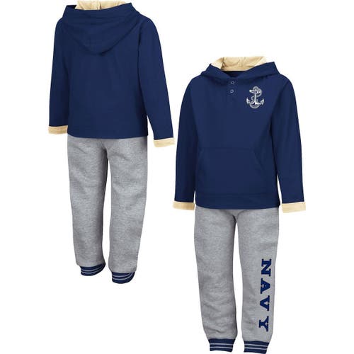 Toddler Colosseum Navy/Heathered Gray Navy Midshipmen Poppies Pullover Hoodie and Sweatpants Set