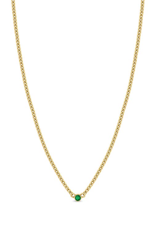 Zoë Chicco Extra Small Emerald Curb Chain Necklace in 14K Yellow Gold at Nordstrom, Size 16