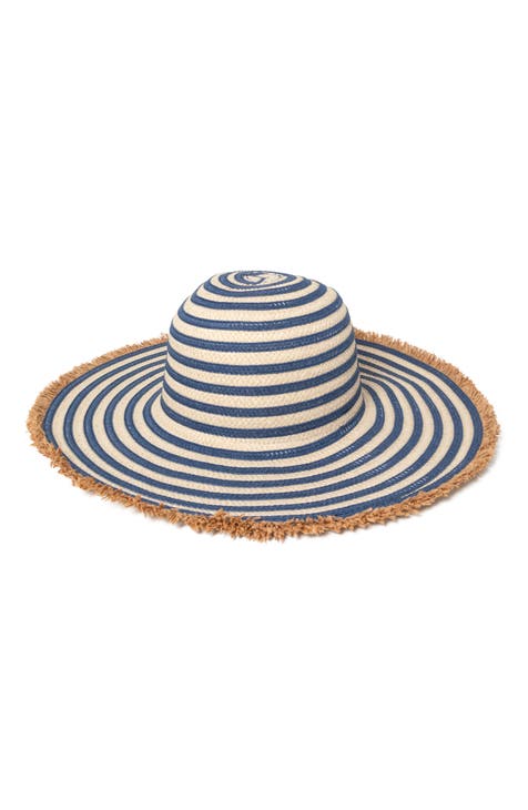 Stripe Fringe Floppy Hat