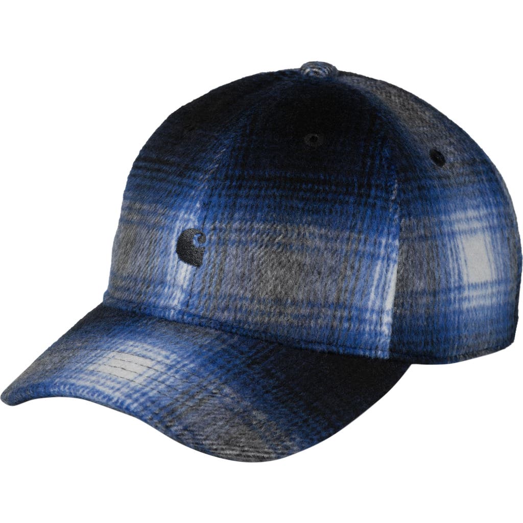 Carhartt Work In Progress Moreau Plaid Flannel Baseball Hat In Blue