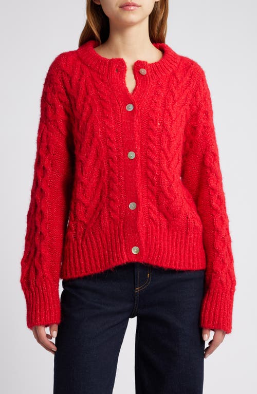 Shop Rails Amelie Cable Wool & Alpaca Blend Cardigan In Scarlet