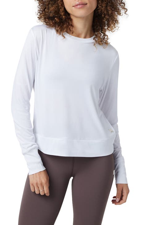 Womens High Cotton Blend Performance Long Sleeve Ruched Activewear