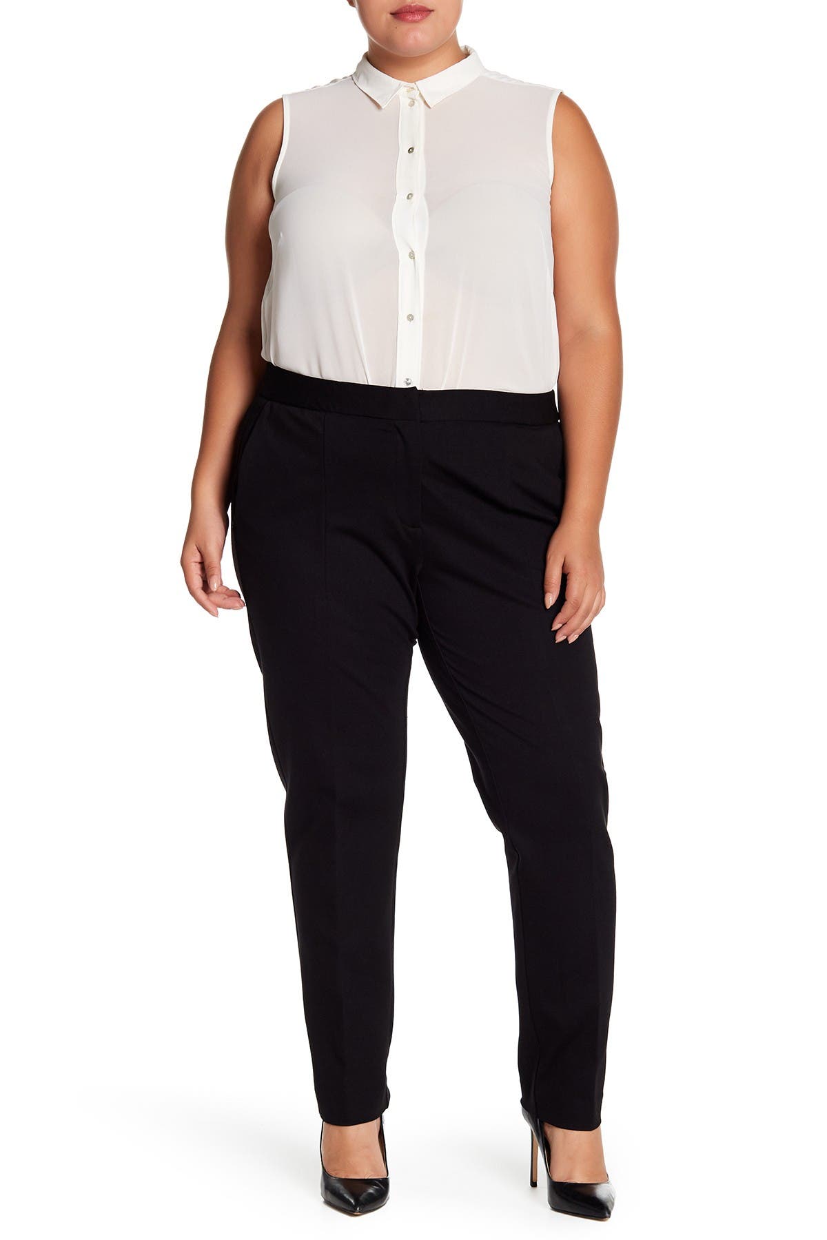 plus size slim leg trousers