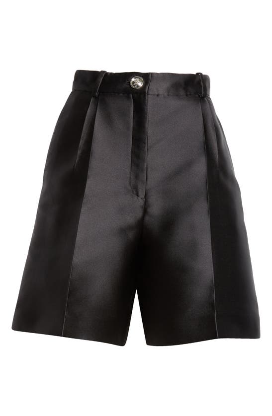 Shop Giambattista Valli Tux Pleated Satin Shorts In Black