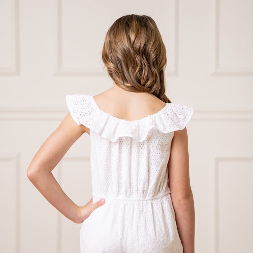 Hope & Henry Girls' Organic Eyelet Ruffle Romper, Toddler In White Eyelet