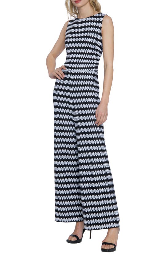 Shop Donna Morgan For Maggy Zigzag Sleeveless Jumpsuit In Black/ White