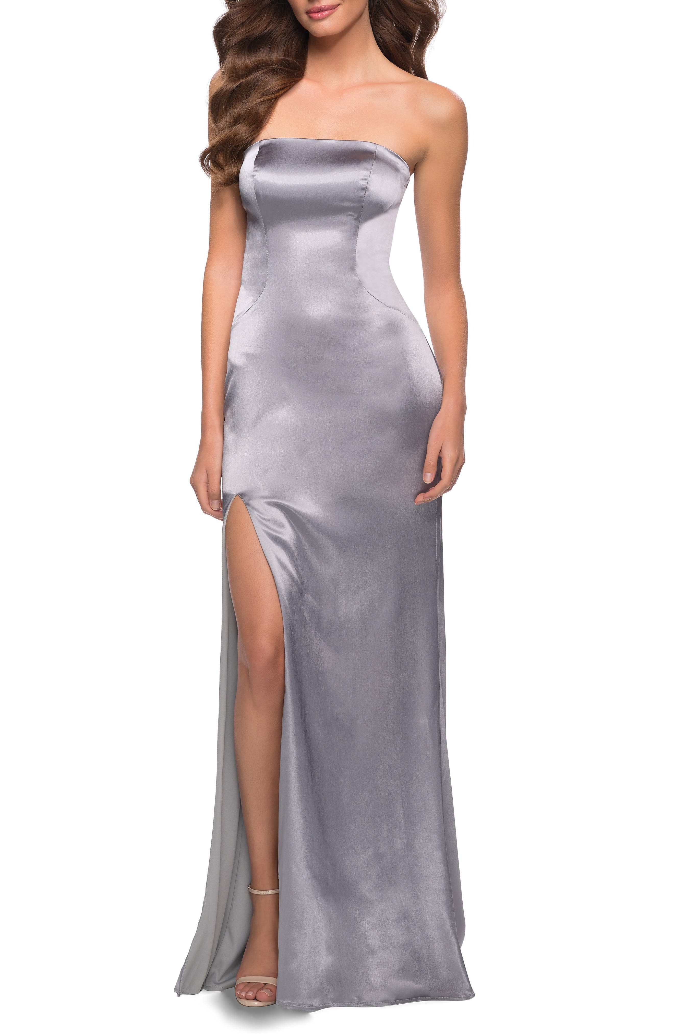 light gray formal dress