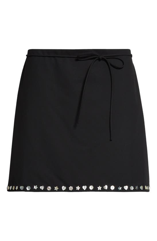 Shop Sandy Liang Lala Button Trim Miniskirt In Black