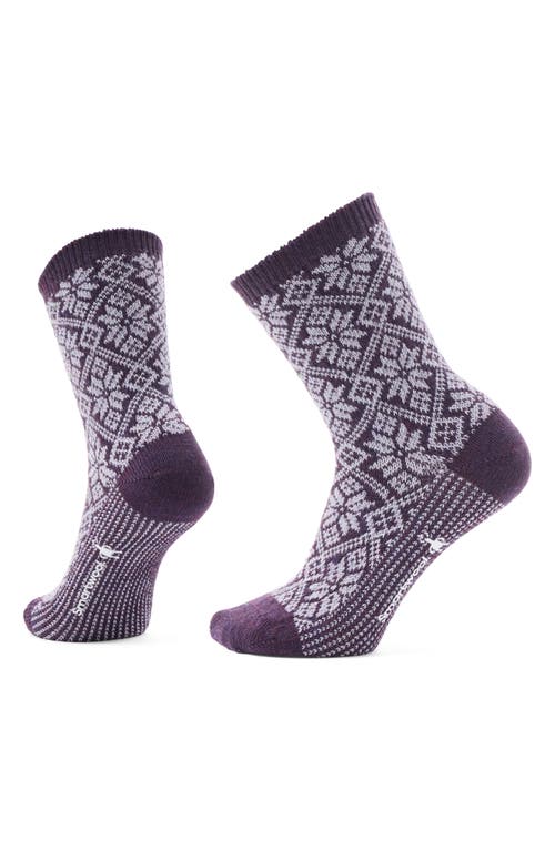 Smartwool Everyday Traditional Snowflake Merino Wool Blend Crew Socks In Purple Iris