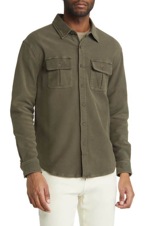 The Normal Brand Tailored Terry Shirt Jacket In Dusty Olive