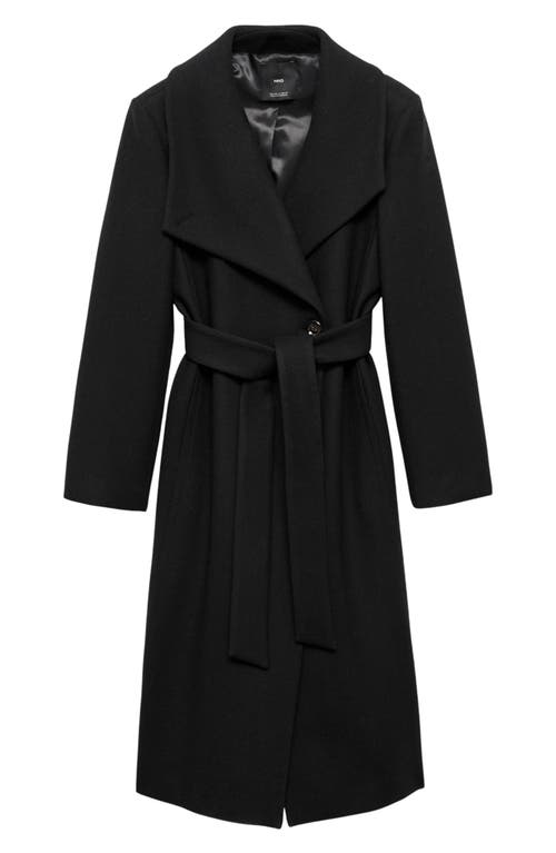 Shop Mango Wool Blend Coat In Black