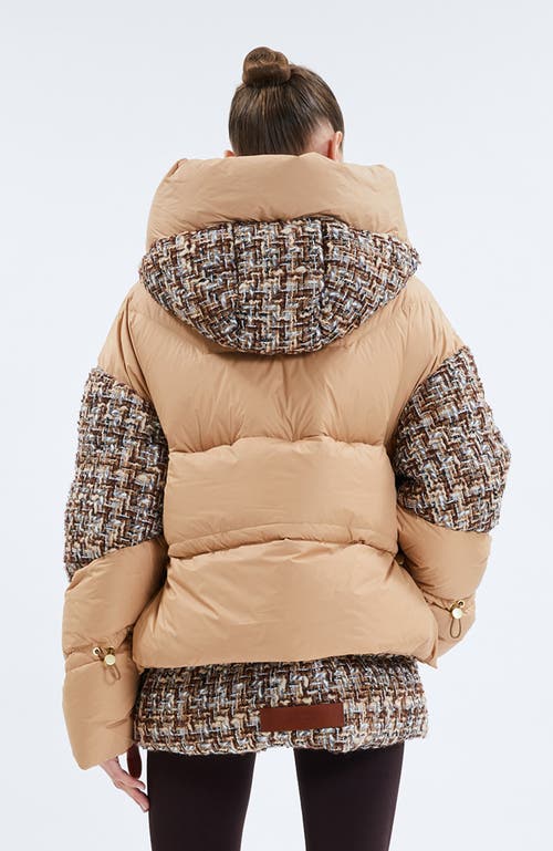 Shop Nicole Benisti Matignon Tweed Jules Puffer Jacket In Mocha