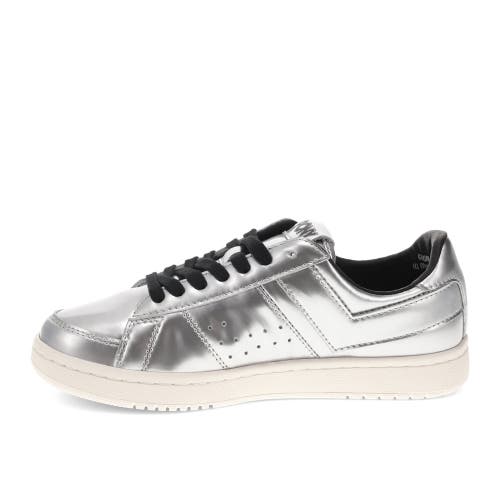 Pony Mens M-80 Low Metallic Genuine Leather Premium Lace Up Athletic Sneaker Shoe In Silver