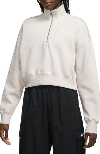 Nike Phoenix Fleece cropped quarter zip sweatshirt in black