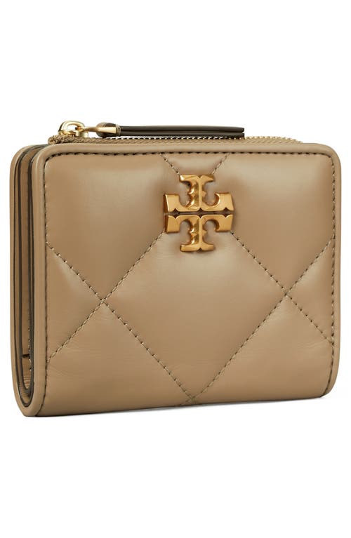 Tory Burch Kira Diamond Quilted Leather Bifold Wallet In Taupe Oak