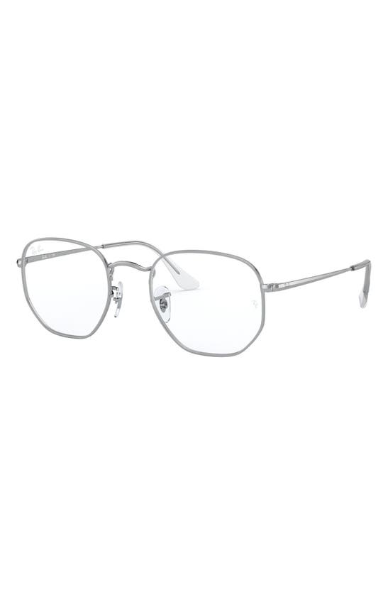 Ray Ban Ray-ban 51mm Round Optical Glasses In Silver