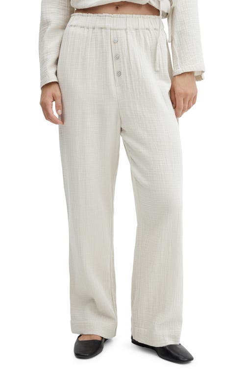 MANGO Cotton Pajama Pants in Beige at Nordstrom, Size Small