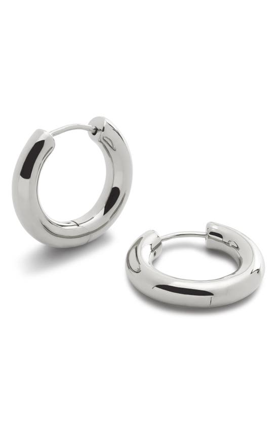 Shop Monica Vinader Small Essential Tube Hoop Earrings In Sterling Silver