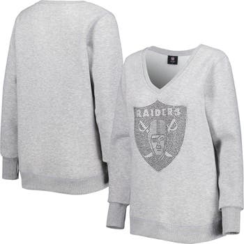 CUCE Women's Cuce Silver Las Vegas Raiders Deep V-Neck Pullover Sweatshirt