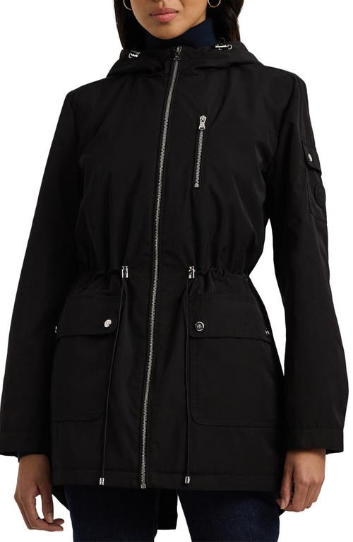 Shop Lauren Ralph Lauren Raincoat With Hood & Removable Quilted Bib In Black