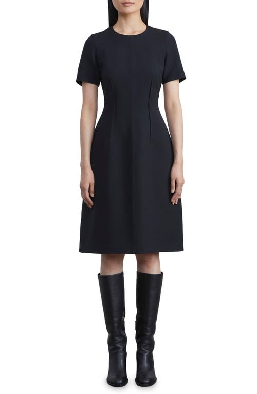 Lafayette 148 New York Wool & Silk Crepe Fit & Flare Dress in Black at Nordstrom