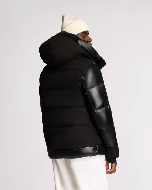 Alpenhaus Farlin Mixed Media Relaxed Fit Puffer With Removable Hood In Black