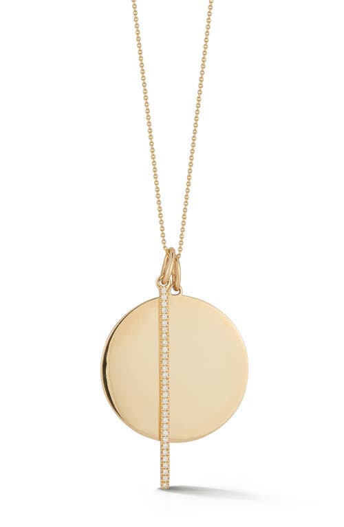 Sylvie Rose Diamond Pavé Bar & Disc Pendant Necklace in Yellow Gold