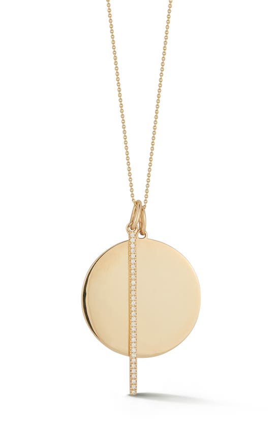 Shop Dana Rebecca Designs Sylvie Rose Diamond Pavé Bar & Disc Pendant Necklace In Yellow Gold