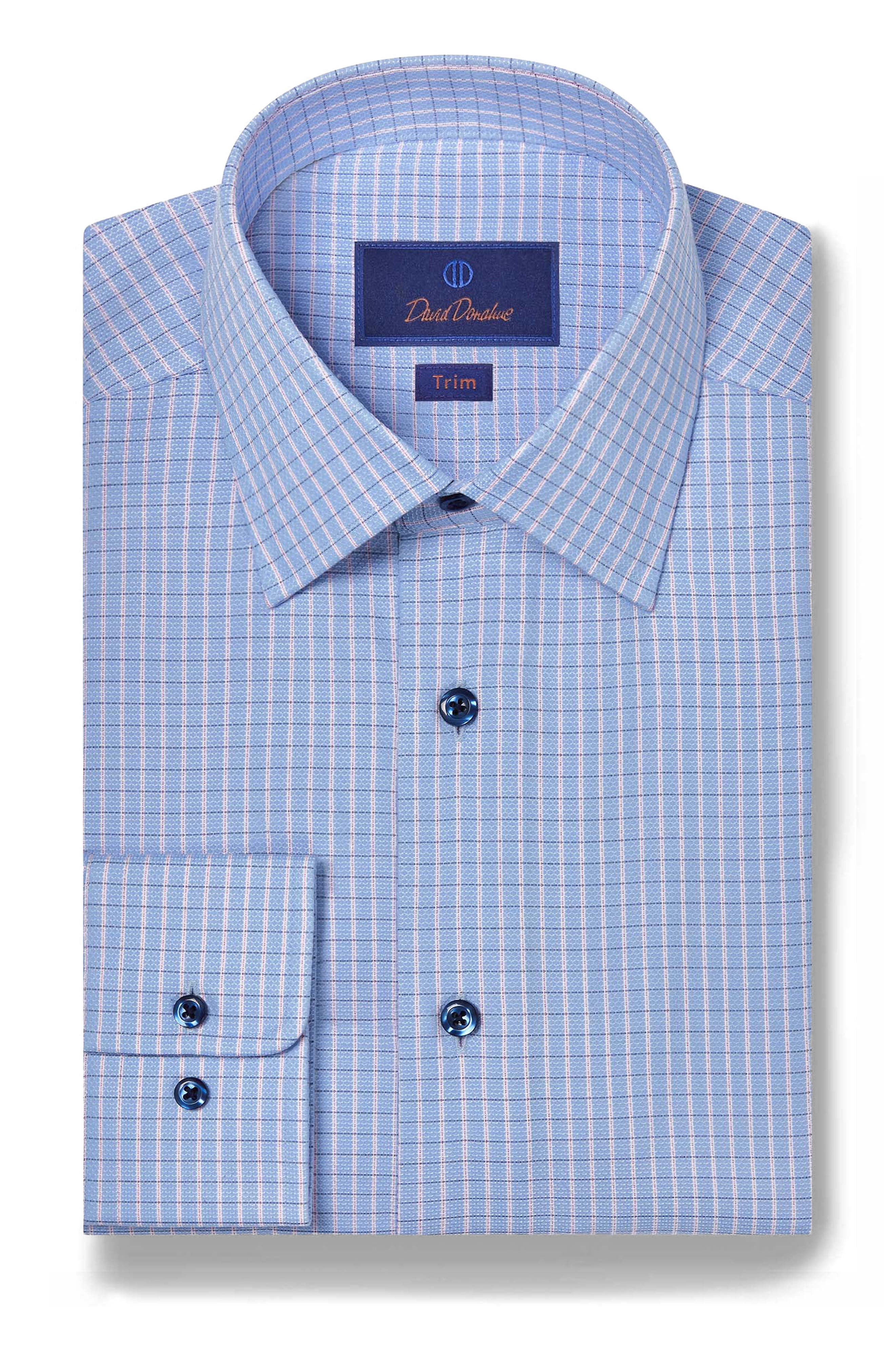 Chemise Homme David Donahue Taille M - Motif Plaid Coloré (orange, Beige, Bleu, Vert), Coton, Occasion Très Bon état