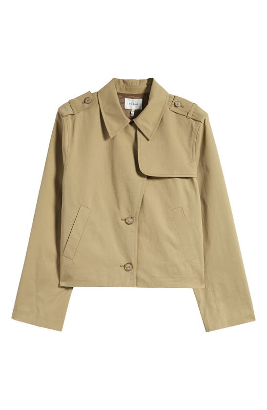 Frame Short Trench Jacket In Khaki