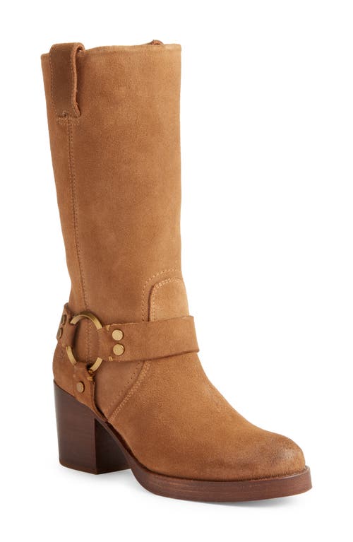 Shop Frye Jean Harness Boot In Almond Suede Leather