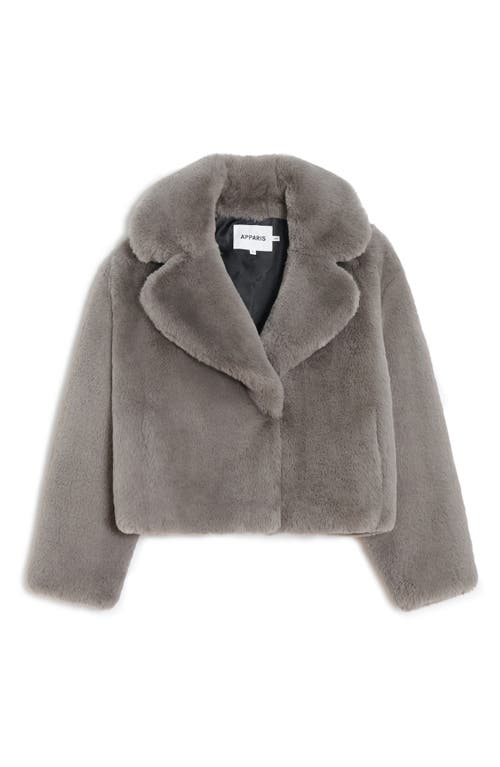 Shop Apparis Miller Crop Recycled Polyester Pluche™ Faux Fur Coat In Granite