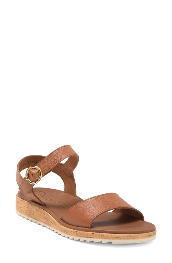 Paul Green Tippi Ankle Strap Platform Wedge Sandal In Cognac Leather